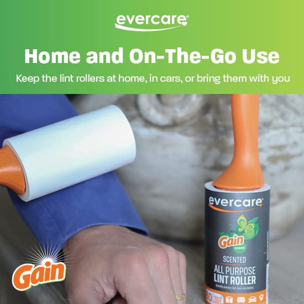 Evercare Gain Scented All-Purpose Lint Roller Value Pack with 2 Lint Rollers ...