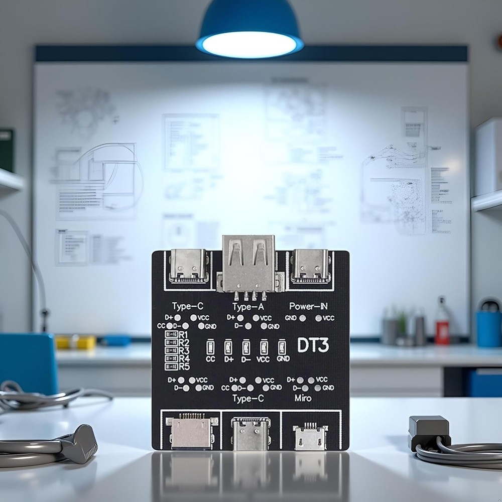 Durable Black PCB USB Tester - Check Charging & Data Transfer for All USB Types