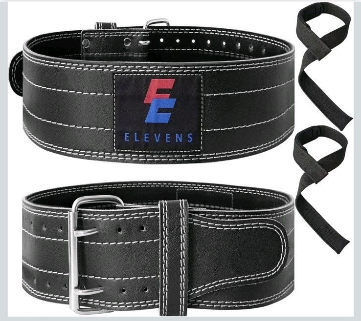 Elevens Leather Weightlifting Belt Size Medium 30”-34”Black