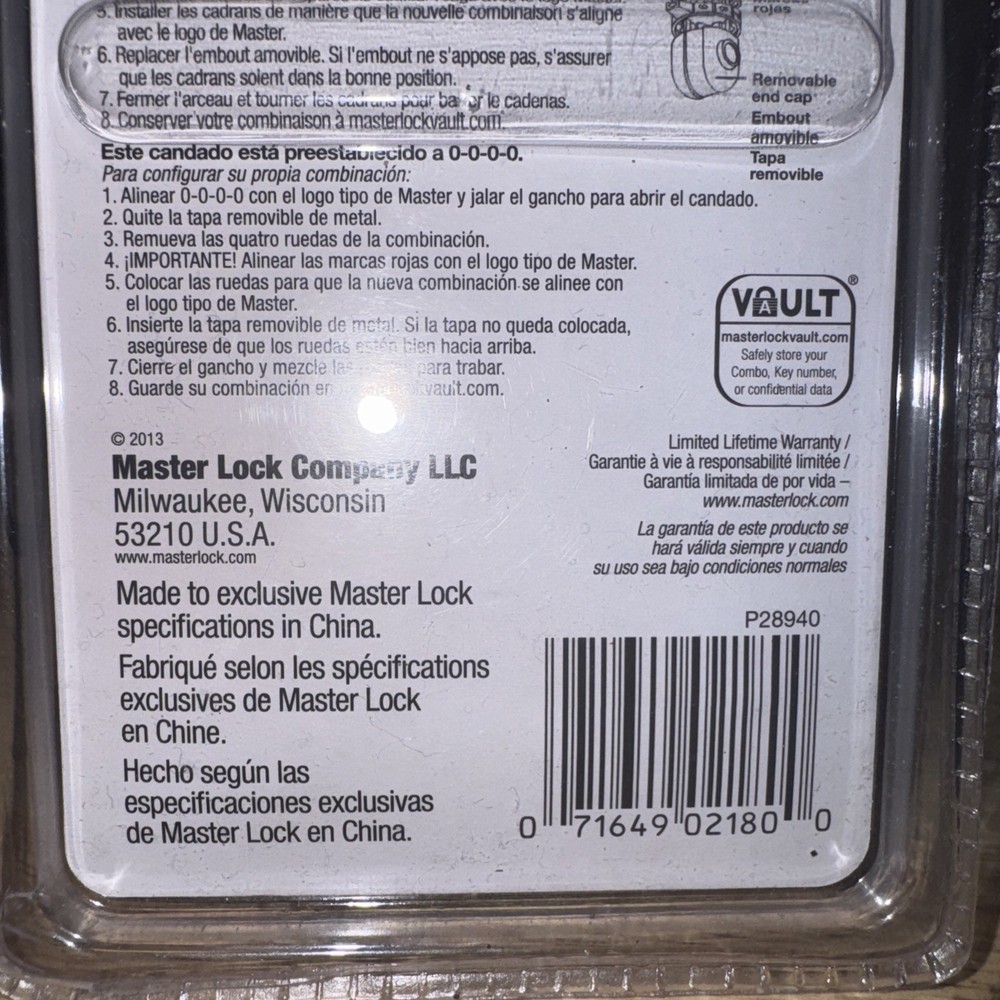 Master Lock 4 Digit Combination Padlock NIP. New. Great Lock