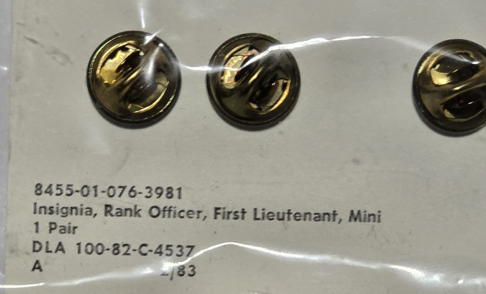 Pair of 1st LT First Lieutenant Rank Insignia Silver bars USA "Mini" NOS USAF