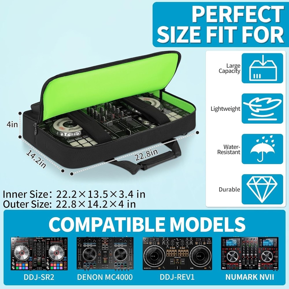 Lightweight DJ Controller Case with Adjustable Strap