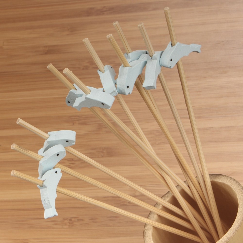 Decorative Fish Bamboo Appetizer Picks Skewers, Various Sizes and Quantity