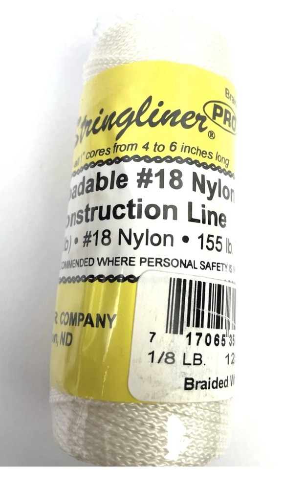 12 Pieces Stringliner Reloadable #18 Nylon Construction Line Braided White 125FT
