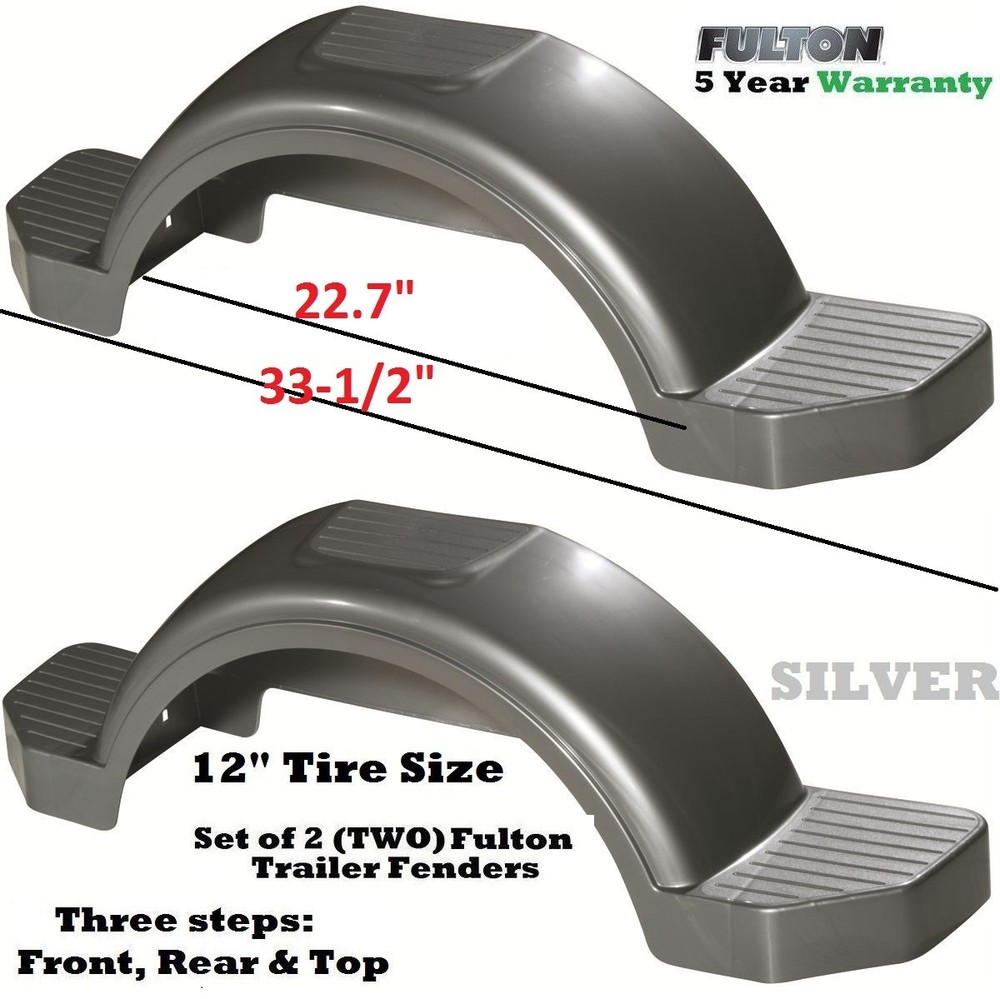 Set Of 2 Fulton Single Axle Trailer Fenders 12" Wheels Tires Skirt Boat