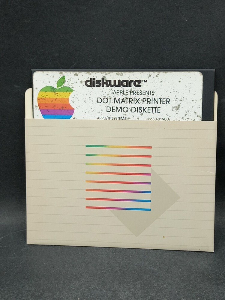 Apple Diskware Dot Matrix Printer Demo Diskette Apple II 5.25" Floppy