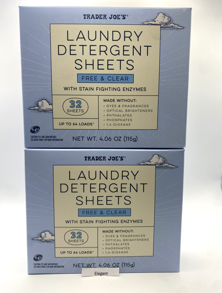 2 Boxes Trader Joe's Laundry Detergent Sheets (128 Loads) Eco-Friendly