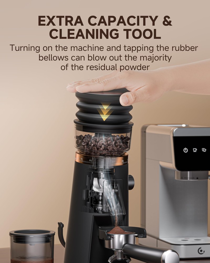 AMZCHEF Single Dose Coffee Grinder – 75 Settings Burr Grinder, 40mm Conical B...