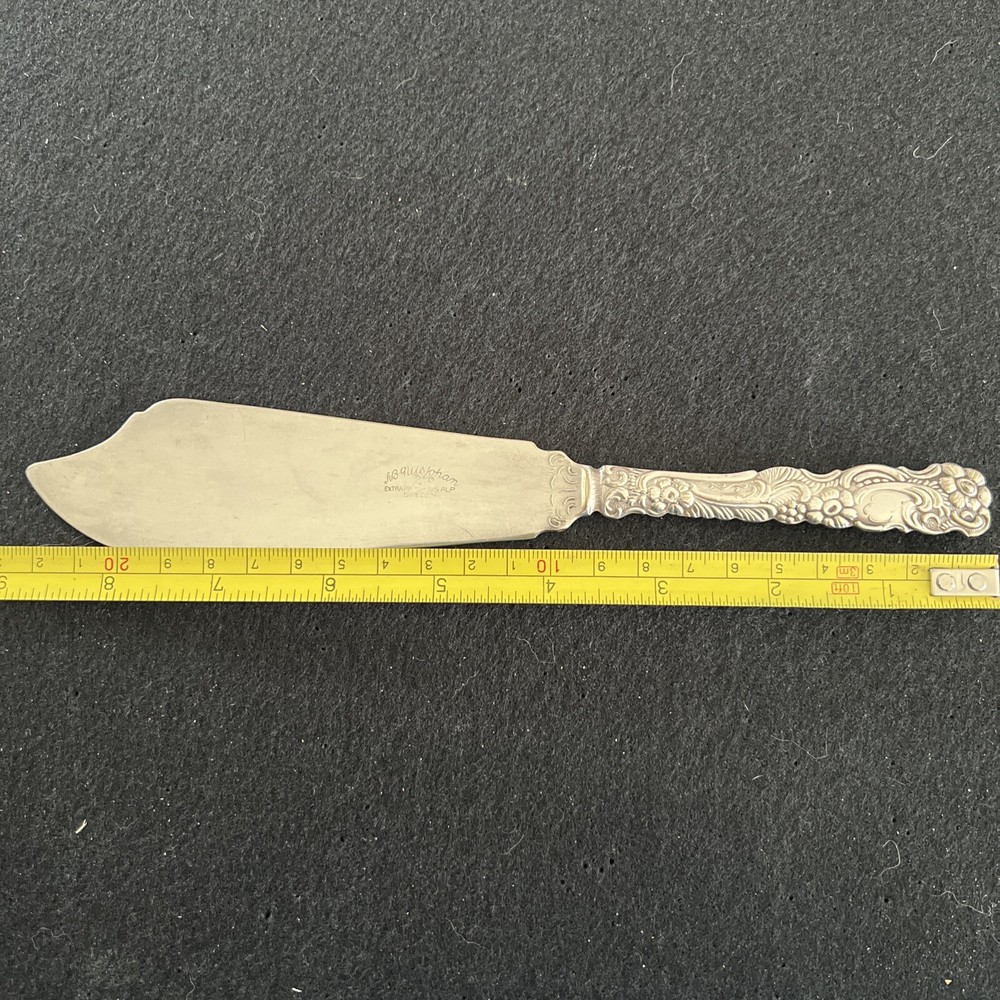 Vintage A B Nils Johan Sweden Ornate Silverplate 9" Fish Knife Solid Blade