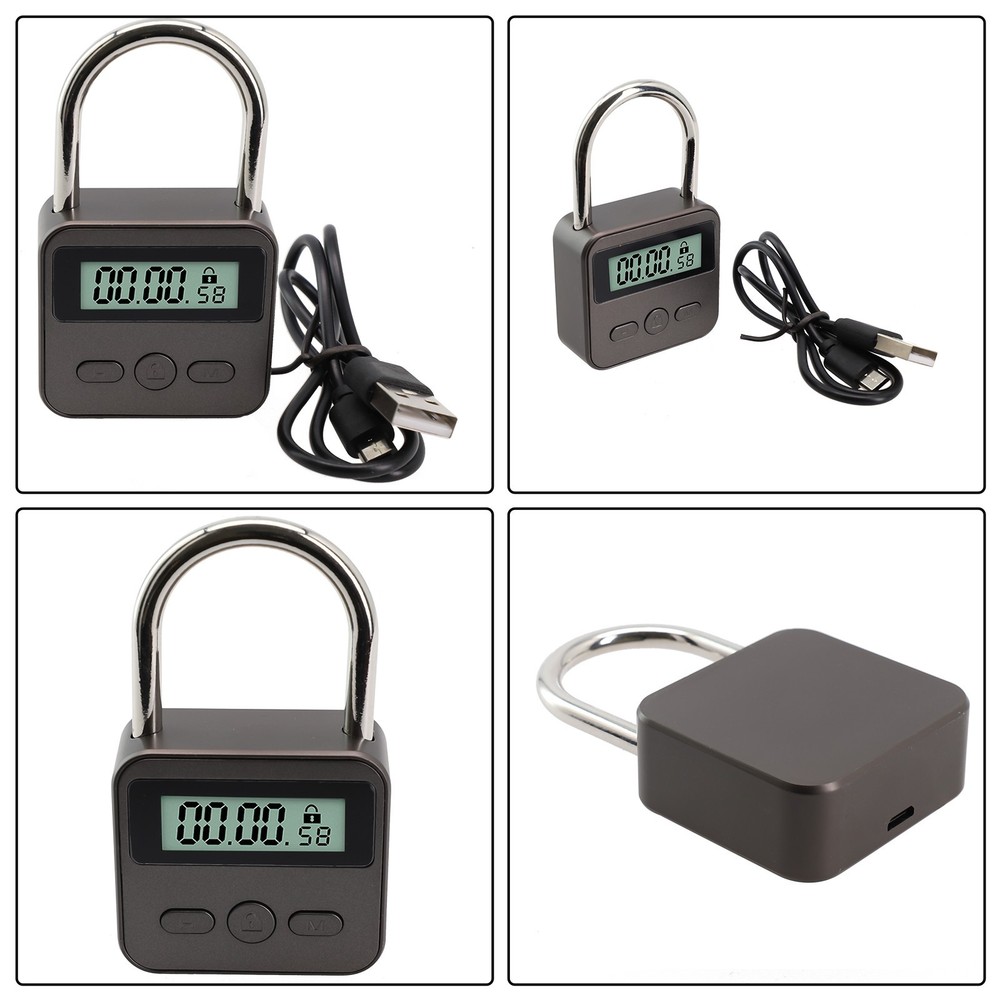 Multifunction Timer Padlock LCD Display Time Lock For Travel Waterproof