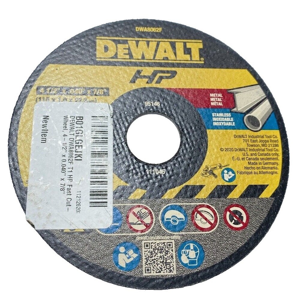 DeWalt 4.5" Fast Cut-Off Wheel Power Tool Accessory, New