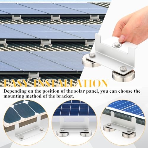 Pack 1200 Lbs No Drill Magnetic Solar Panel Mount Bracket Solar Panel 8 Silver