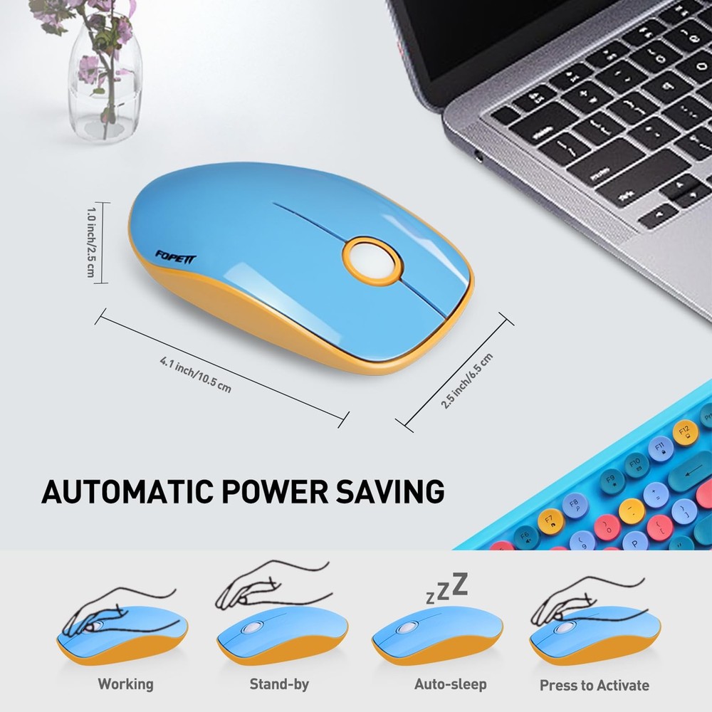 Wireless Keyboard and Mouse Combo with Switch Button- 2.4GHz Cordless Typewri...