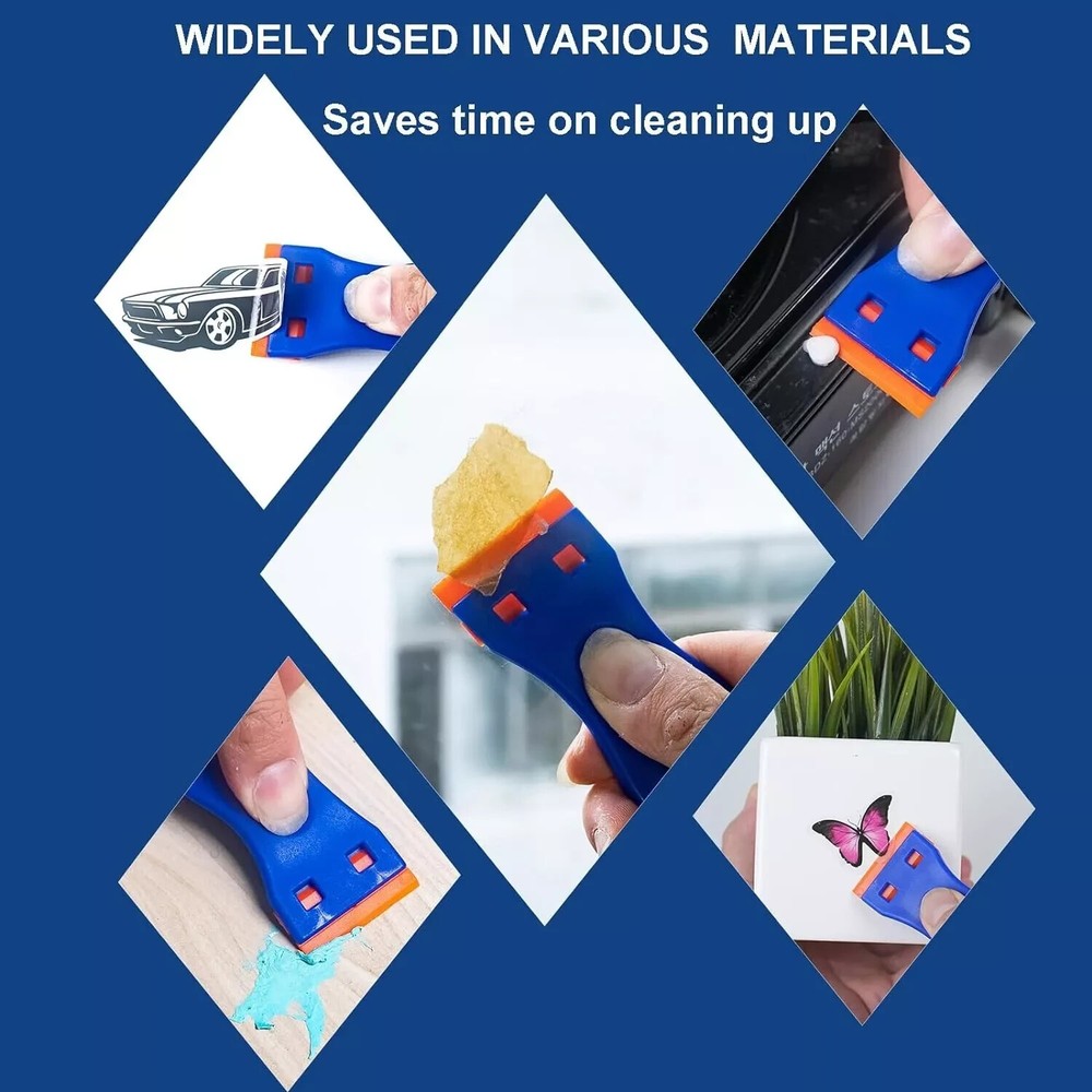 Plastic Razor Scraper Tool Set (6 Scrapers + 60 Blades)