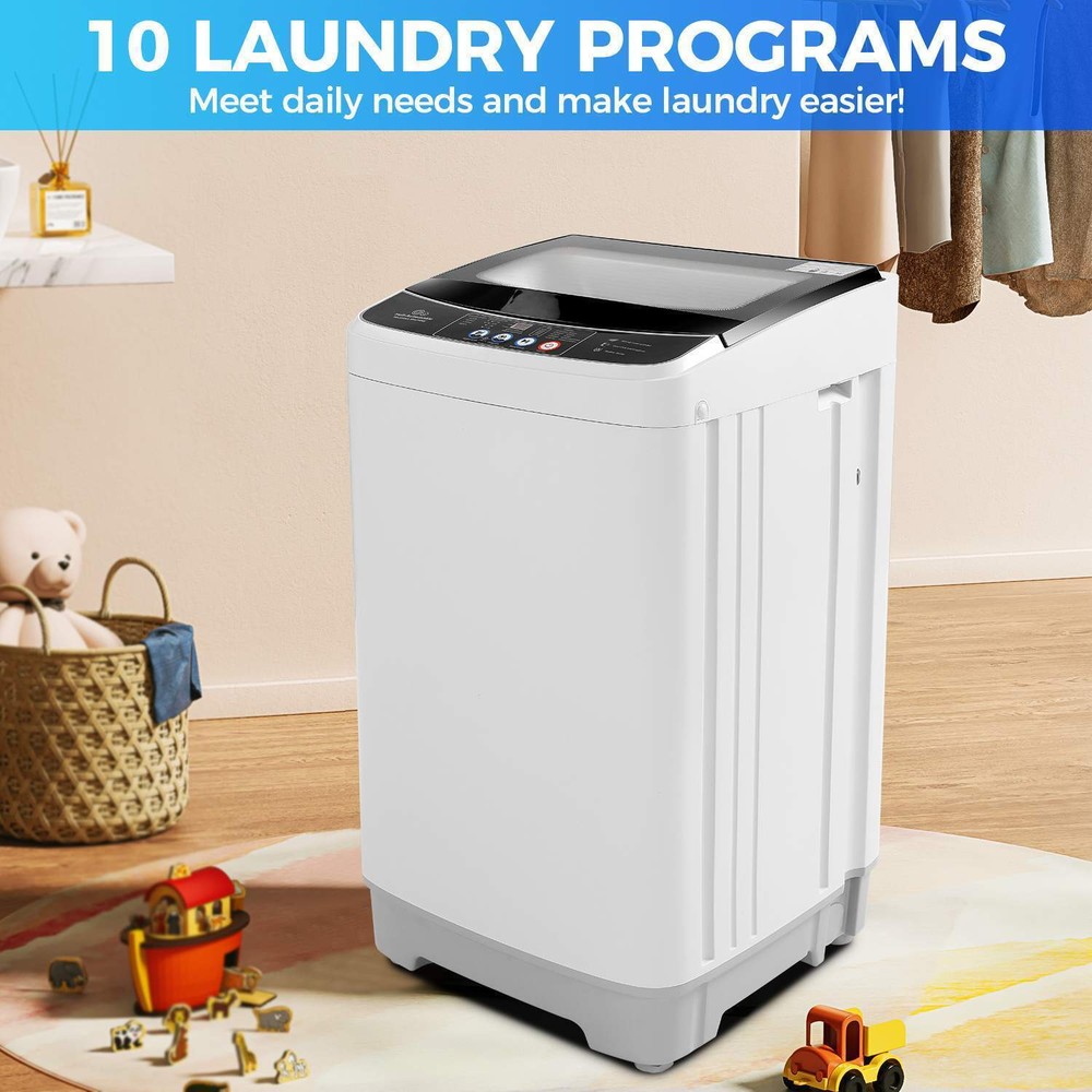 Portable Washing Machine 17.8Lbs Full Automatic Laundry Machine W/ 10 Programs