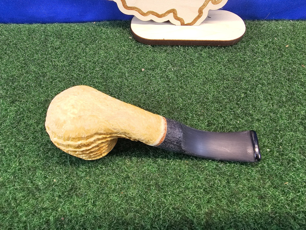 Brian Orton Handmade Artisan Bent Billiard Rustic Briar Pipe, Unsmoked