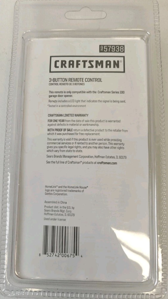 Craftsman 3 Button Remote Control #57938 Series 100