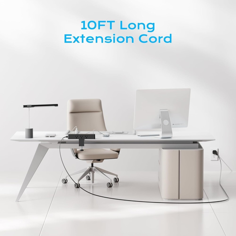 Tabletop Edge Mount Power Strip USB Charging Station