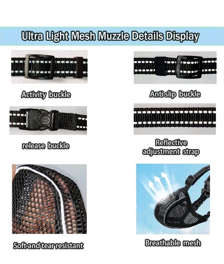Dog Muzzle Mesh Soft Muzzle XL Sized Dogs Breathable No Biting