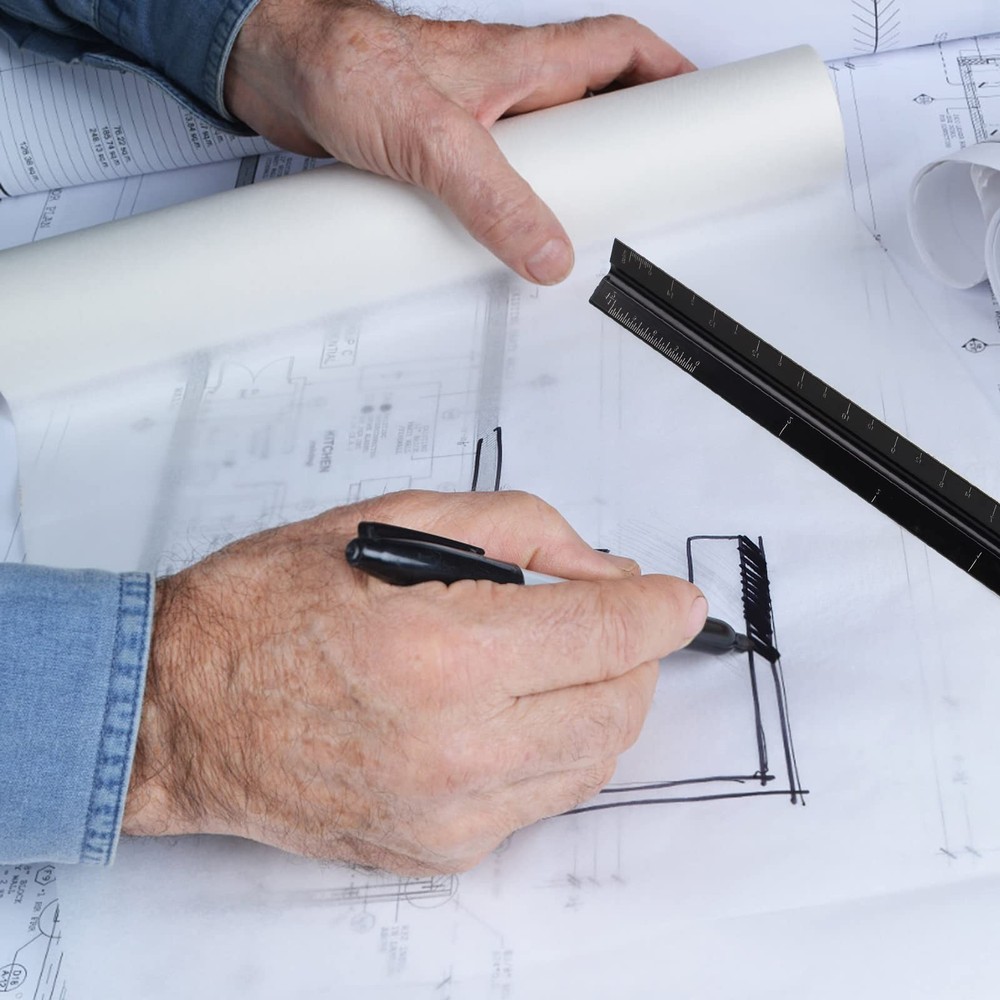 12 Inch Aluminum Architectural Scale Ruler for Engineers Architects Students