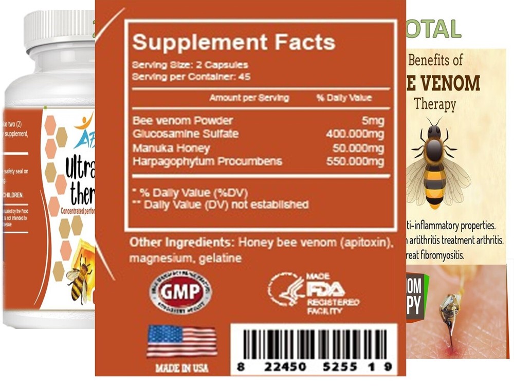 2 Bio Bee Therapy Venom Extract anti-inflammatory Miracle Arthritis support 180