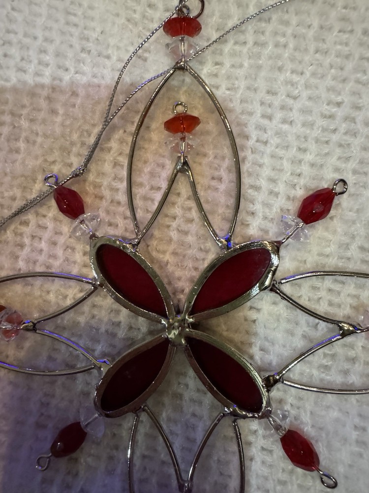 Two Snowflake Sun Catchers Red