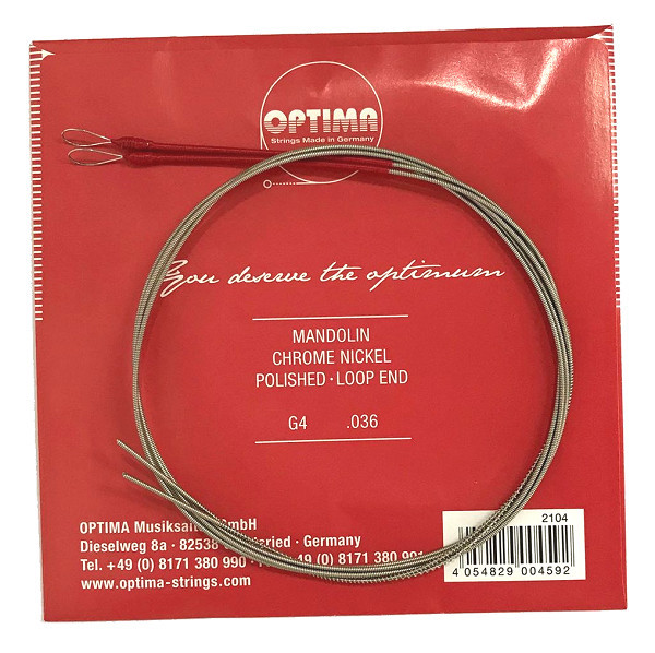 Germany OPTIMA Mandolin Chrome String Red G4 2104, 1 pair, Loop End