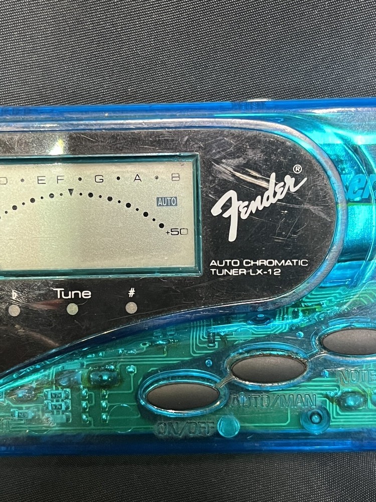 FENDER LX-12 Auto Chromatic Guitar Tuner Clear Blue TESTED
