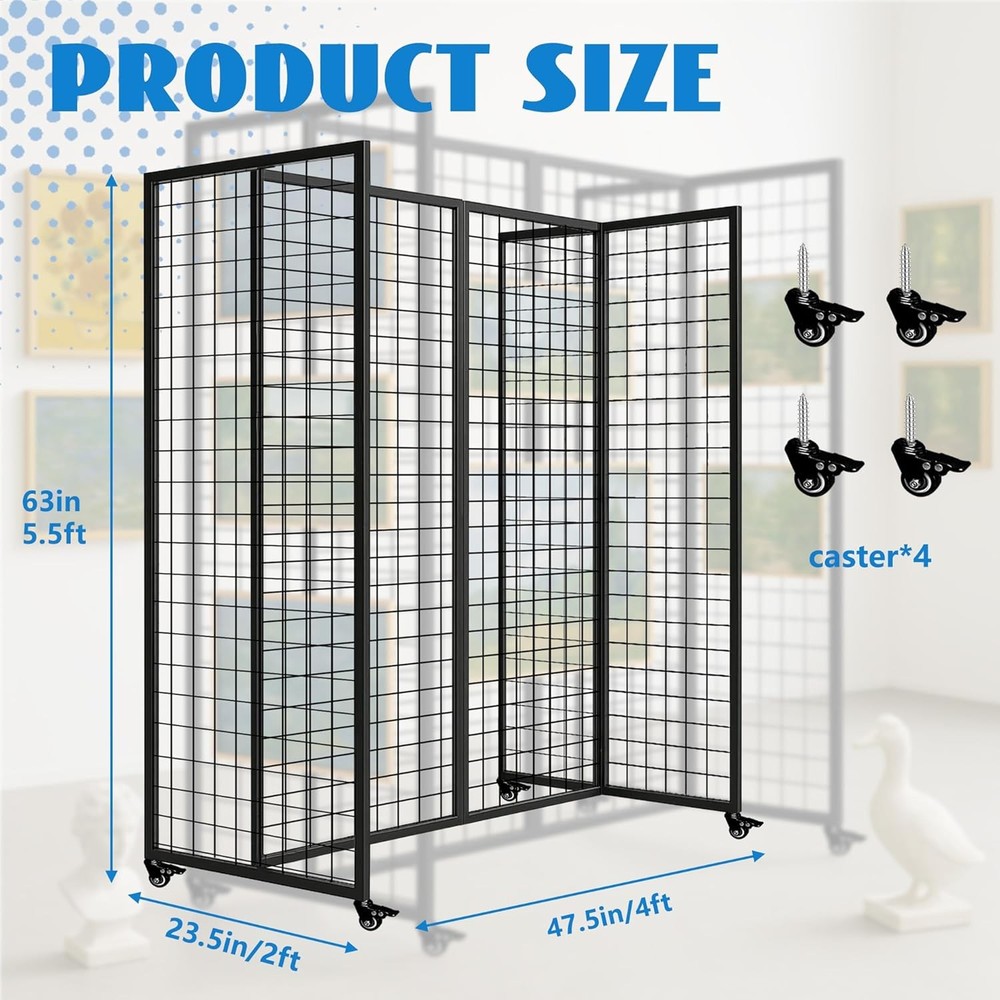 Grid Wall Panels, Grid Wall with Wheels,4x5.5Ft Gridwall Panel Display Stand,Stu