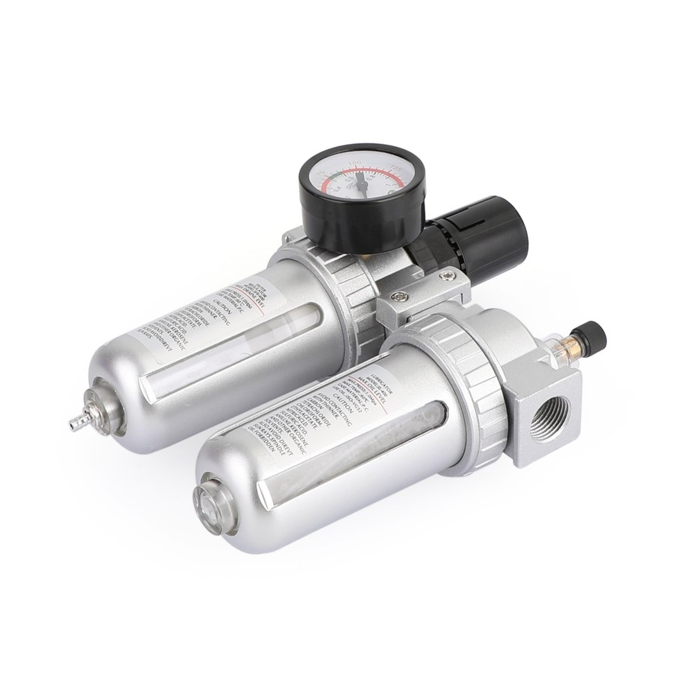 1/2"in Air Compressor Filter Oil Water Separator Trap Tools w/ Regulator Gauge🔧