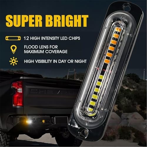 LED Grille Lights for Trucks 8Pcs 12smd Surface Mount Emergency Amber / White