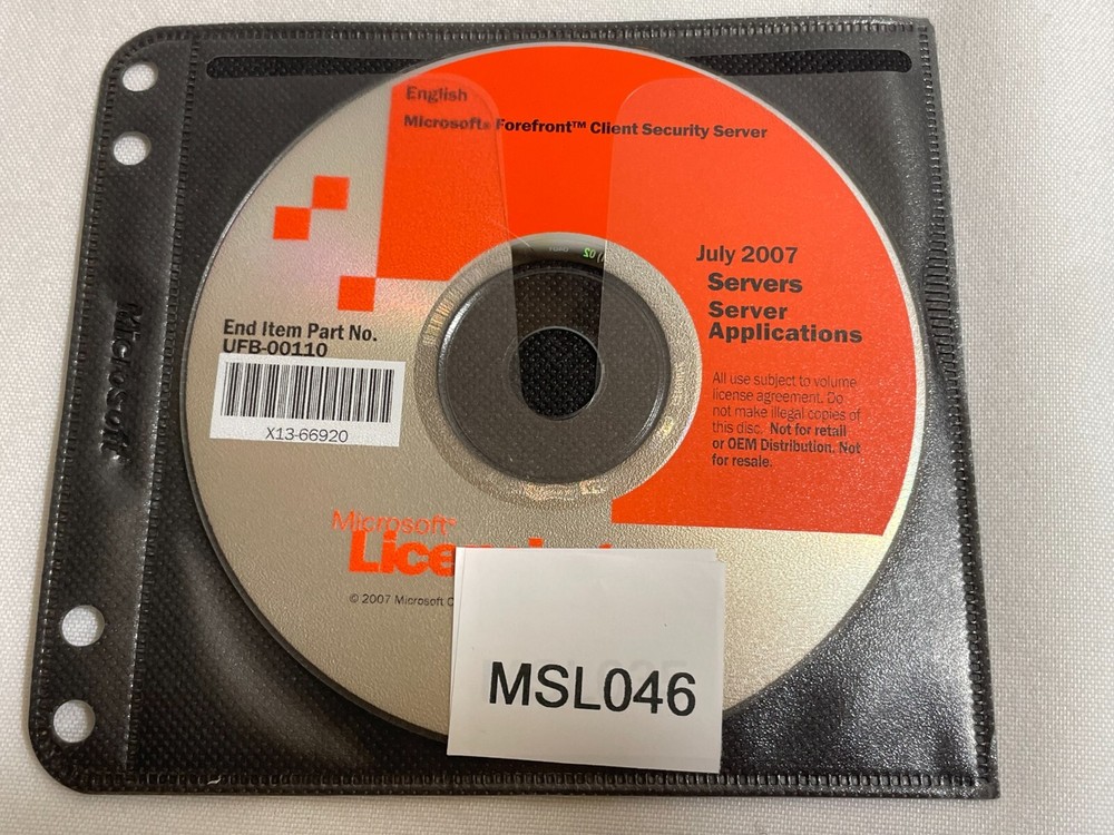Microsoft Forefront Server Security Management Console DVD Windows Software
