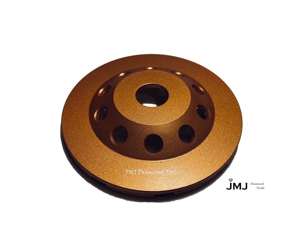 5" Diamond Double Row Cup Wheel Non Thread 7/8" Arbor Concrete Stone Grinding