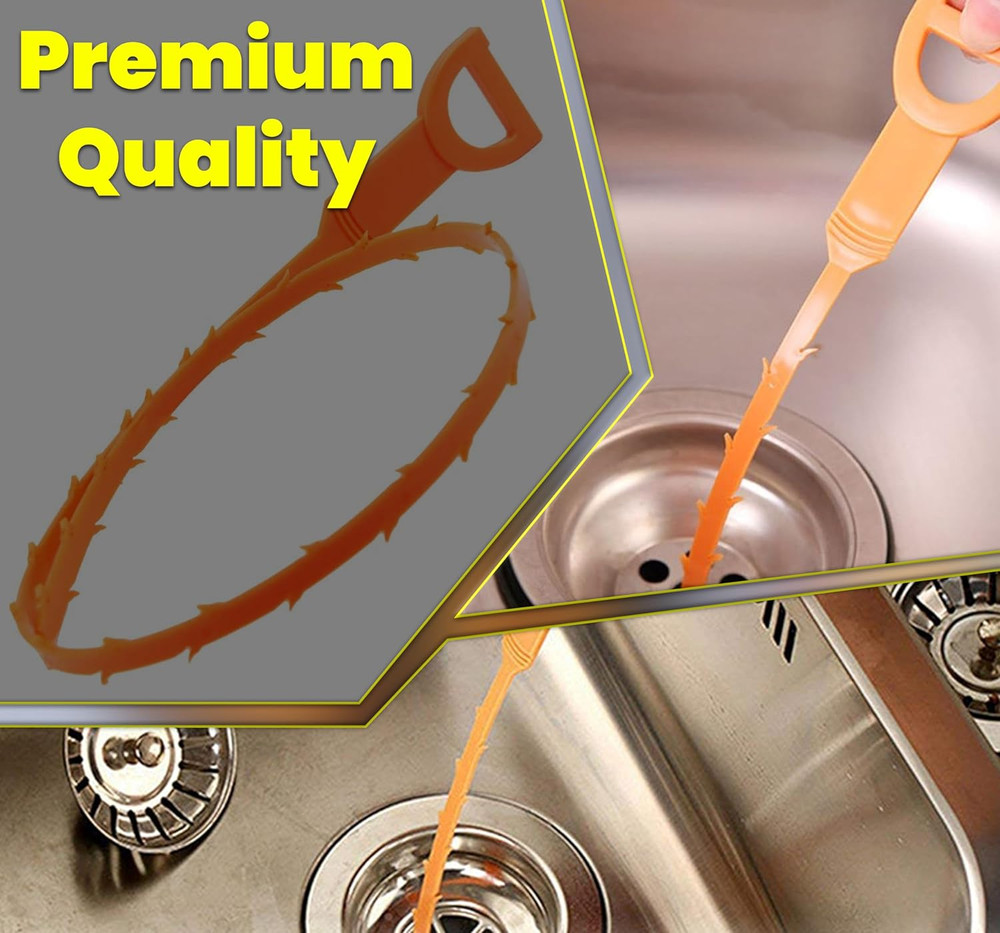 Professional Drain Hair Cleaning Tool Set - 6 Pack Orange