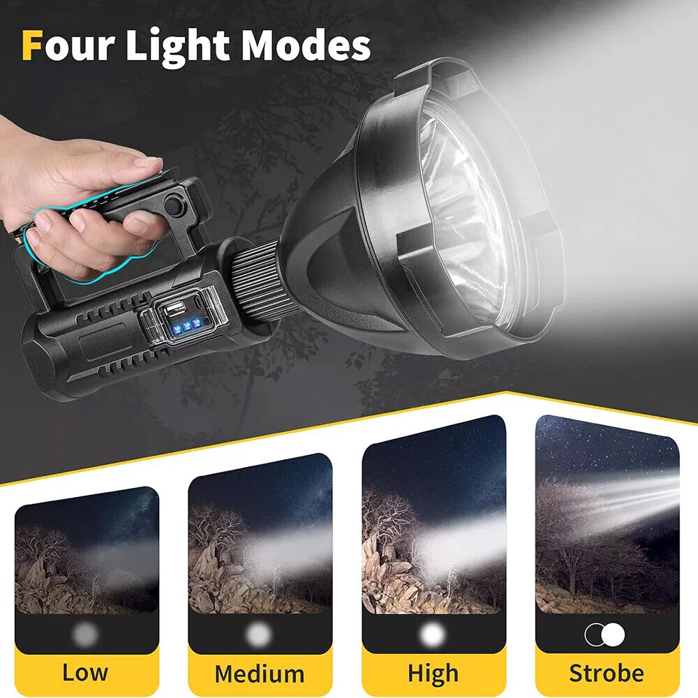 2 Pack Super Bright LED Searchlight Rechargeable Spotlight Handheld Flashlight