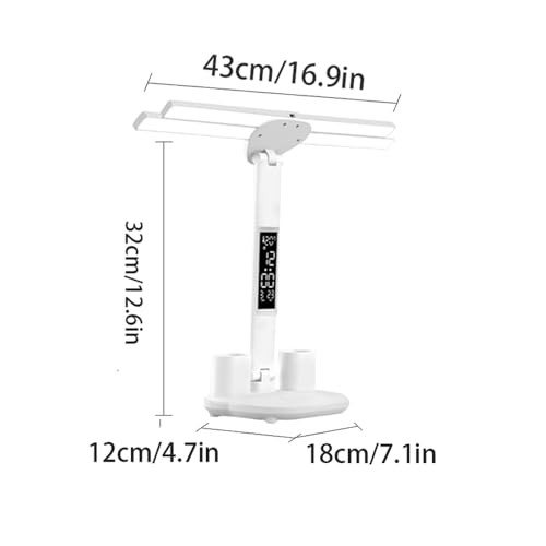 Led Desk Lamp with Clock Foldable Study Lamp 3 Lighting Modes Table with clock