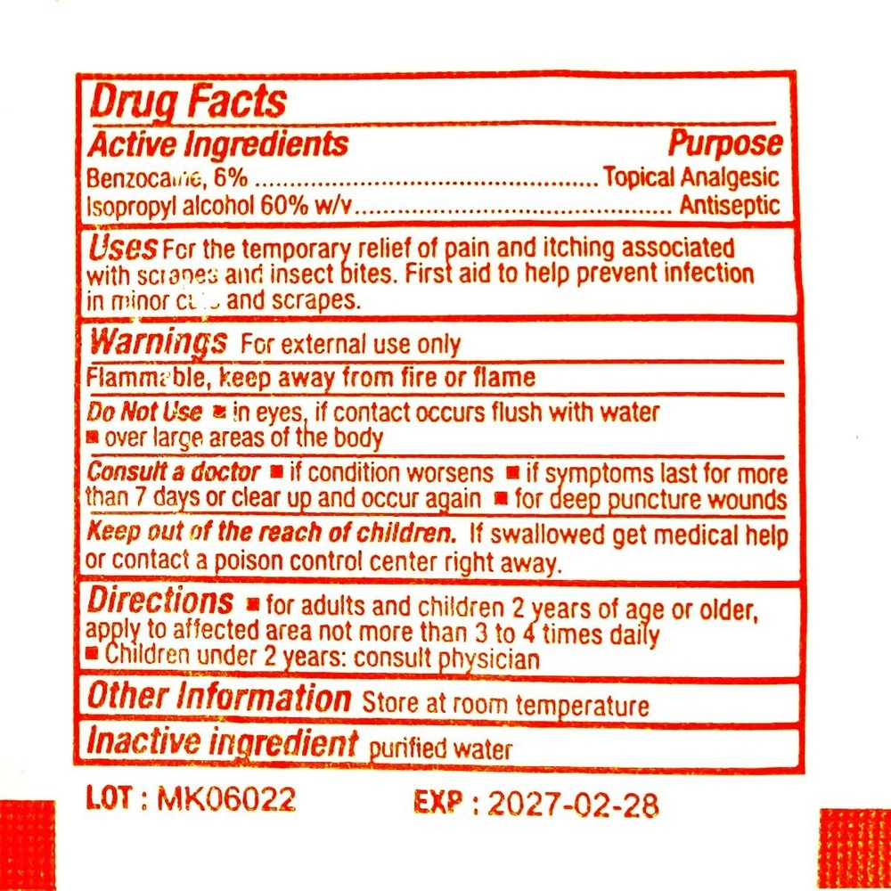 Insect Sting Relief Pads 10 Pack - First Aid Wipes for Bug Bites & Minor Cuts...