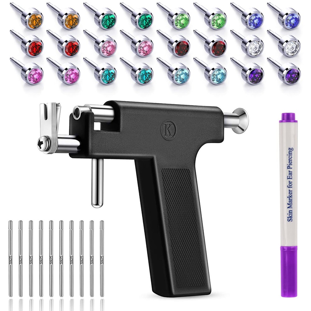 EOKOW Ear Piercing Gun Kit Reusable Percinging Tool Professional Black