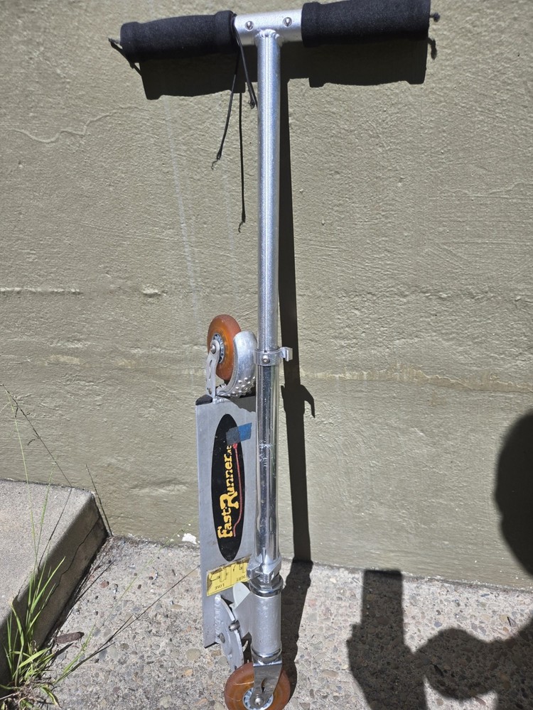 Child's FastRunnerFolding Kick Scooter Silver Adjustable Handlebar Black Yellow