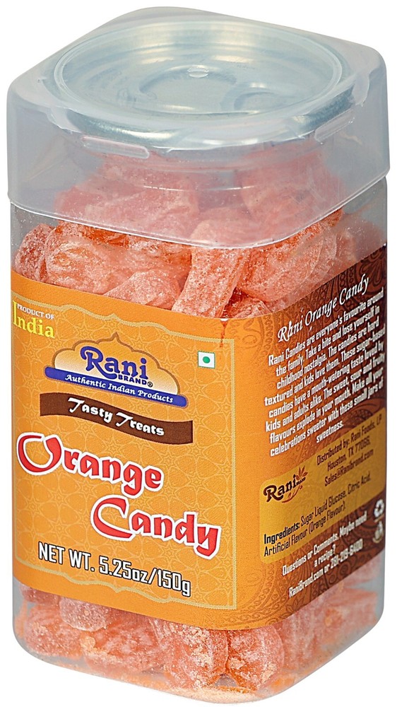 Rani Orange Candy 5.25oz (150g) Easy Open Top, Resealable Container