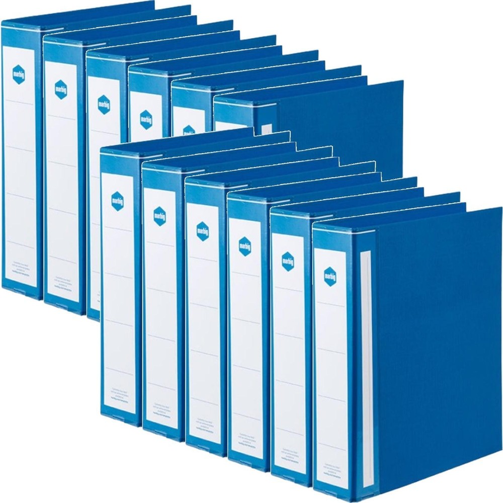 NEW Marbig Deluxe Ring Binder Folder A4 50mm 2D PE Blue Box 12