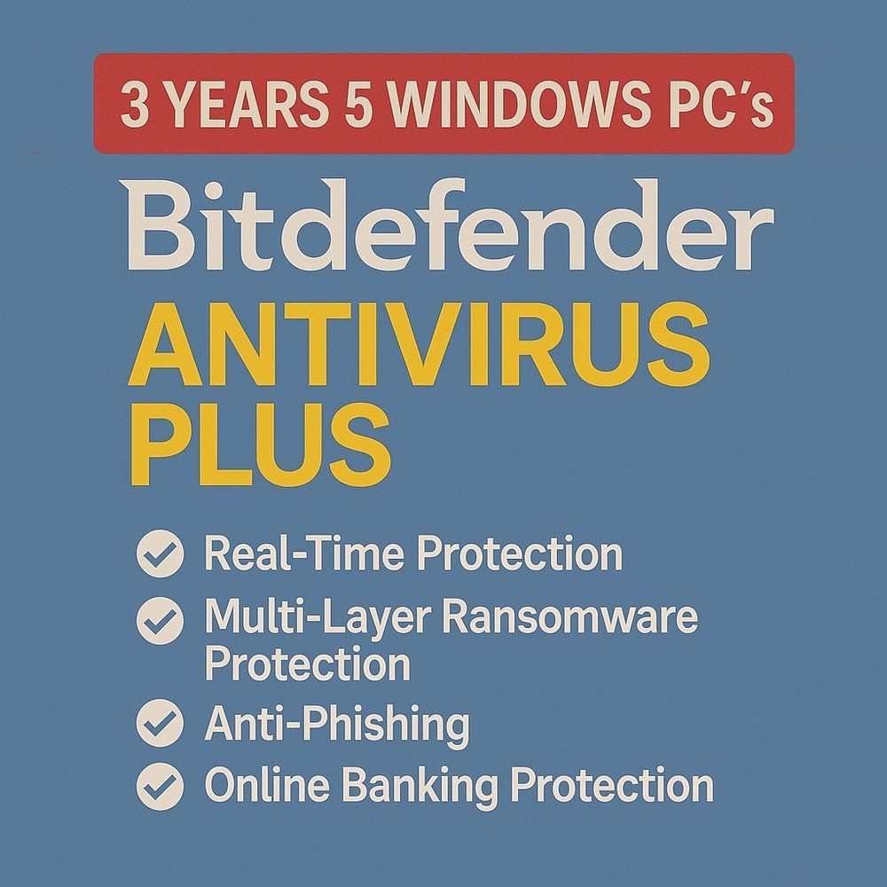 Bitdefender Antivirus Plus 2026 - 3 Years 5 WINDOWS PC - NEW Version
