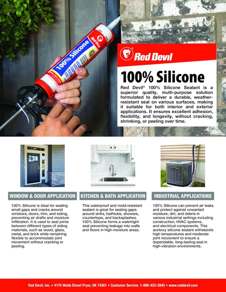 Red Devil 0816 100% Silicone Sealant Architectural Grade, 9.8 oz, White