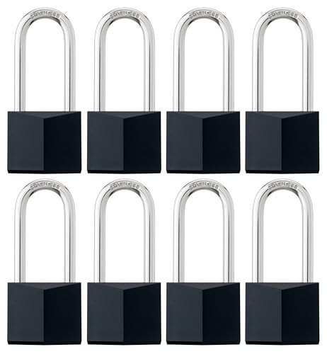 8-Pack Keyed Alike Padlocks, Rustproof Brass Locks with Long Shackle for Gates,