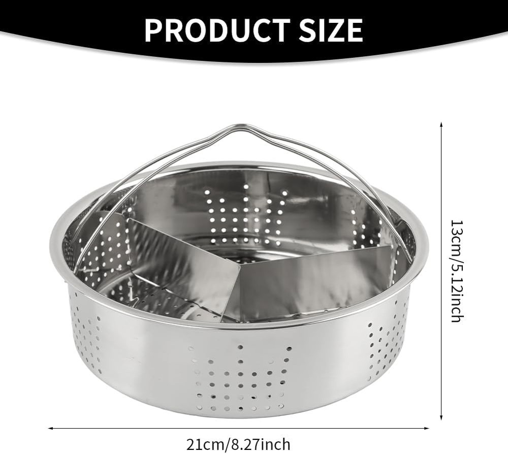 Stainless Steel Vegetable Steamer Basket, Insert Steaming Rack with Handle, Mesh