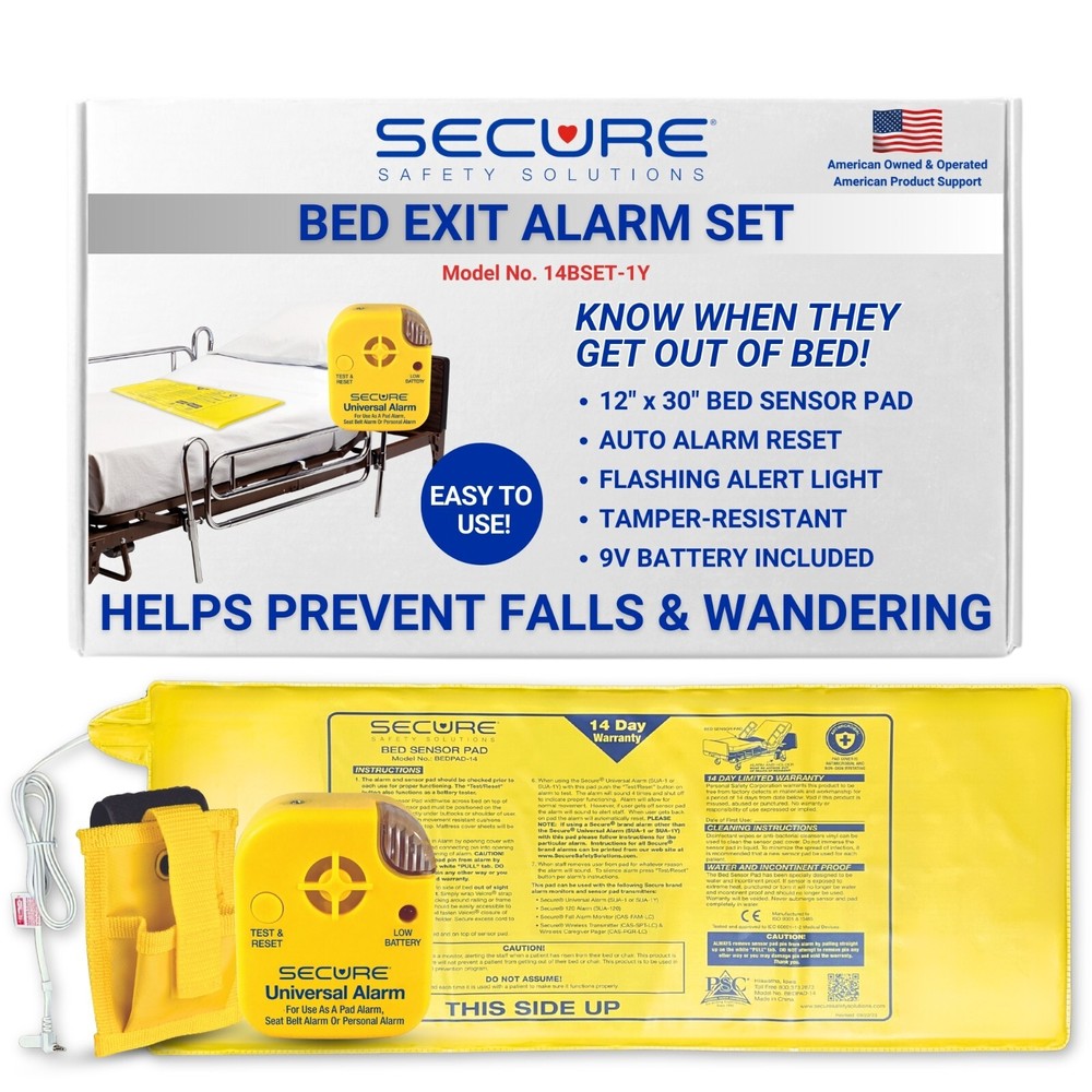 Bed Exit Alarm for Elderly Fall Prevention - 80 dB Patient Monitor & Bed Sensor