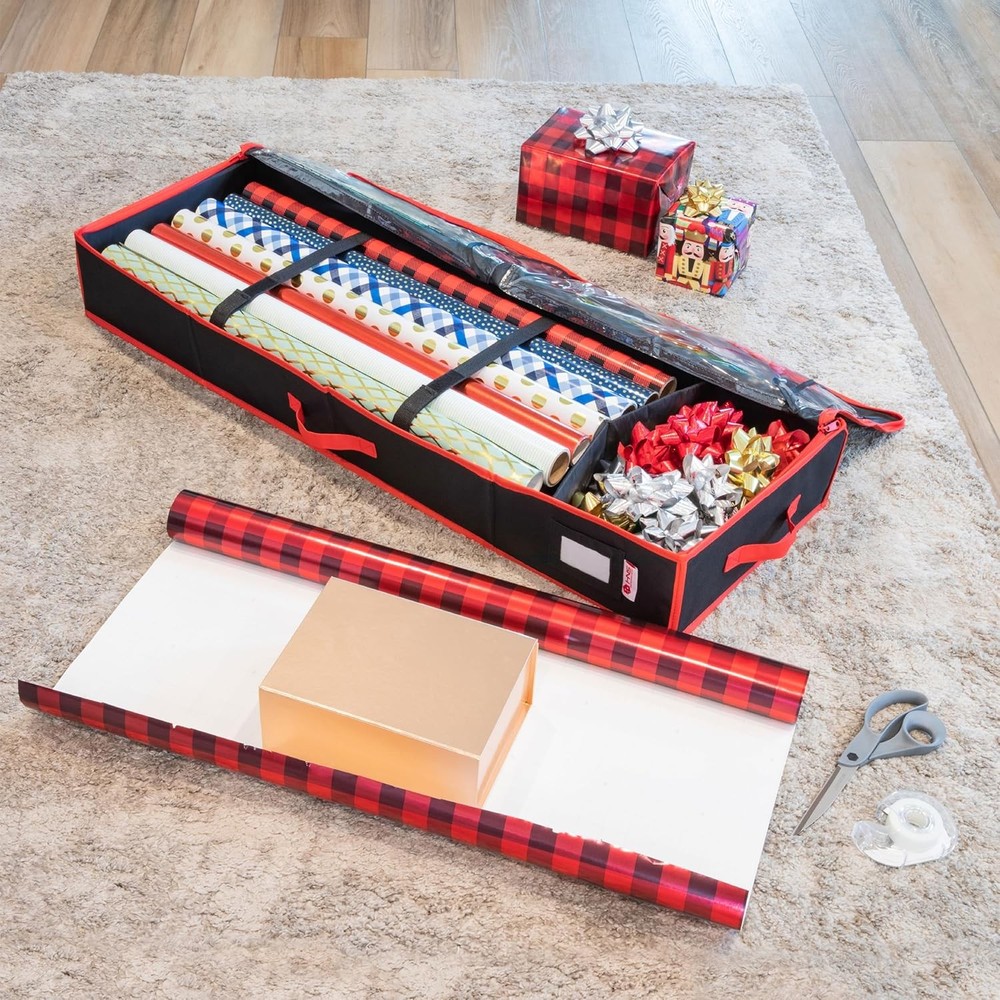 Premium Wrapping Paper Storage Container -Durable Material 600D tear-proof