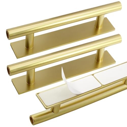 10 PCS Self-Stick Push Pull Helper ABS Plastic Handle, Wardrobe Handles Gold