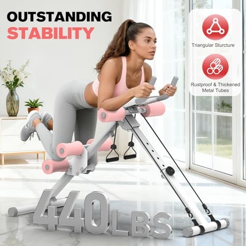 Ab Workout Machine Adjustable Ab Trainer Abdominal Trainer for Home Gym White