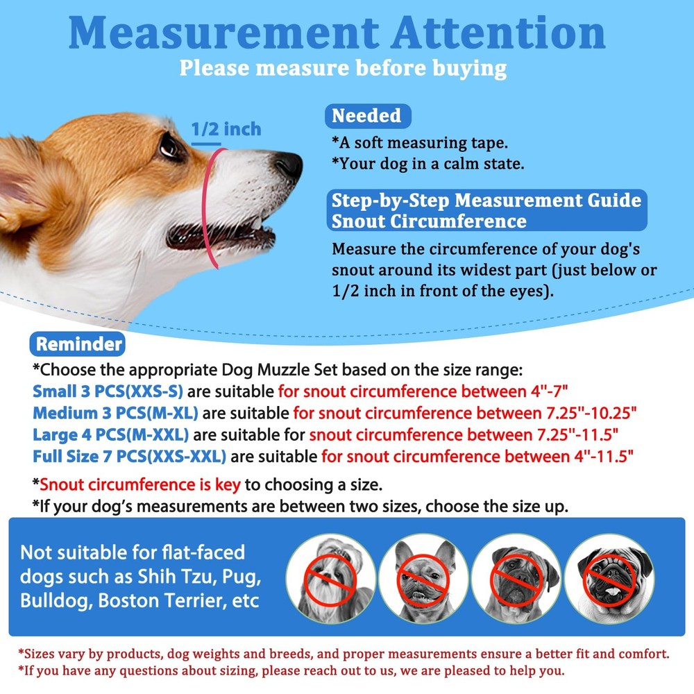 Dog Muzzle Suits for Small Medium Large Dogs Mesh Muzzle Pack for Dogs Anti B